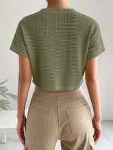 Solid Waffle Knit Crop Tee